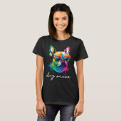 Colorful Long Haired French Bulldog Mom Tシャツ (正面フル)
