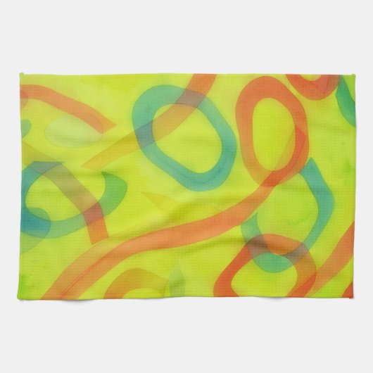 Colorful Loops Abstract Artsy Kitchen Towel キッチンタオル (横)