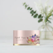Colorful Lotus Flower Rose Gold Yoga 名刺 (スタンド正面)