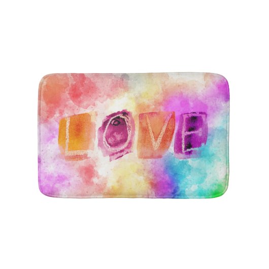 Colorful Love in Watercolor バスマット (正面)