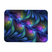 Colorful Luminous Abstract Blue Pink Green Fractal マグネット (横)