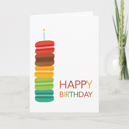 Colorful Macaron Stack Happy Birthday  – Modern カード (正面)