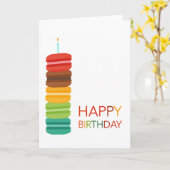 Colorful Macaron Stack Happy Birthday  – Modern カード (黄色い花)