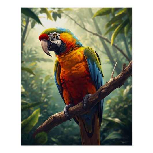 Colorful Macaw Parrot Poster – Tropical Wildlife W ポスター (正面)