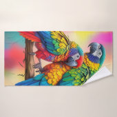 Colorful Macaw Parrots On A Branch-45739 バスタオル (バスタオル)