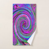 Colorful Magenta Swirl Retro Abstract Design バスタオルセット (ハンドタオル)