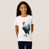 Colorful Majestic Rooster Kids T-Shirt Tシャツ (正面フル)