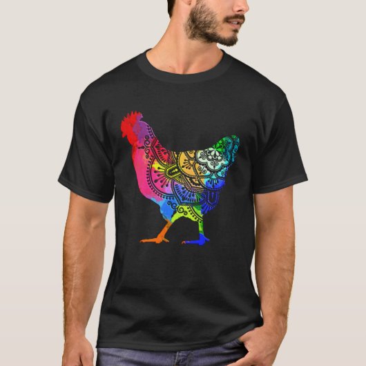 Colorful Mandala Chicken Farmer Tシャツ (正面)