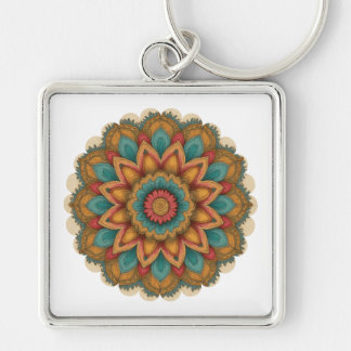 Colorful Mandala Floral Boho Charm キーホルダー