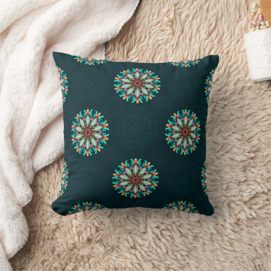 Colorful Mandala Throw Pillow クッション (ブランケット)