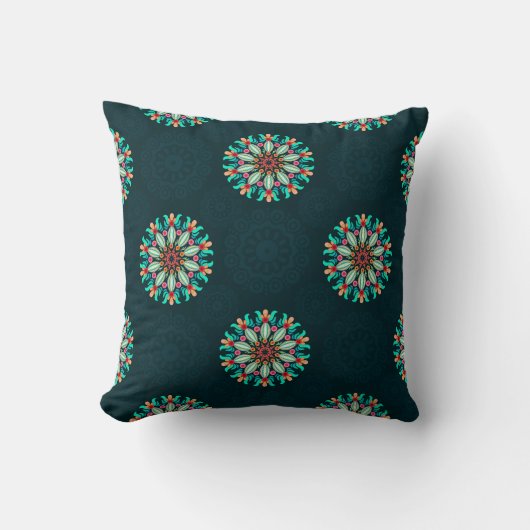 Colorful Mandala Throw Pillow クッション (正面)