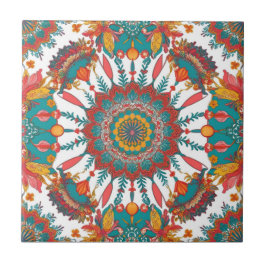 Colorful Mandala Tile | Floral Boho Design タイル