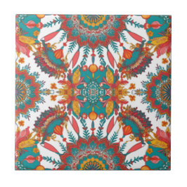 Colorful Mandala Tile | Floral Boho Design タイル