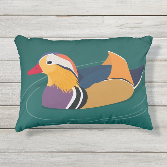 Colorful Mandarin Duck Modern Digital Art アウトドアクッション (正面)