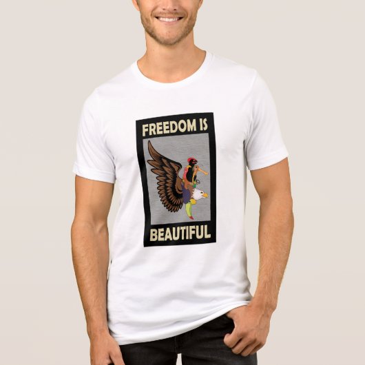 Colorful many birds flying with freedom quote トライブレンドＴシャツ (正面)