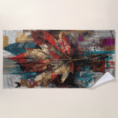 Colorful Maple Leaf City Collage Art ビーチタオル (正面)