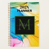Colorful Marbled Monogram Name プランナー手帳 (正面)