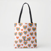 Colorful Marker Heart Pattern Tote Bag トートバッグ (正面)