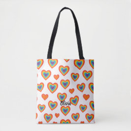 Colorful Marker Heart Pattern Tote Bag トートバッグ