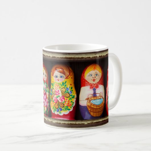 Colorful Matryoshka Dolls コーヒーマグカップ (正面右)
