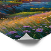 Colorful Meadow Elk with Flowers Art ポスター (角)