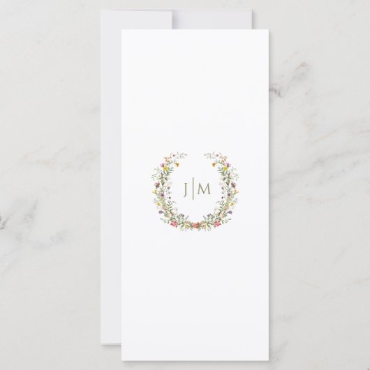 Colorful Meadow Flower Rustic Wedding Menu Card (裏面)