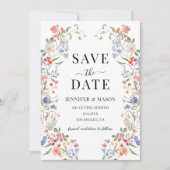Colorful Meadow Flower Wildflower Save The Date 招待状 (正面)