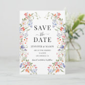 Colorful Meadow Flower Wildflower Save The Date 招待状 (スタンド正面)