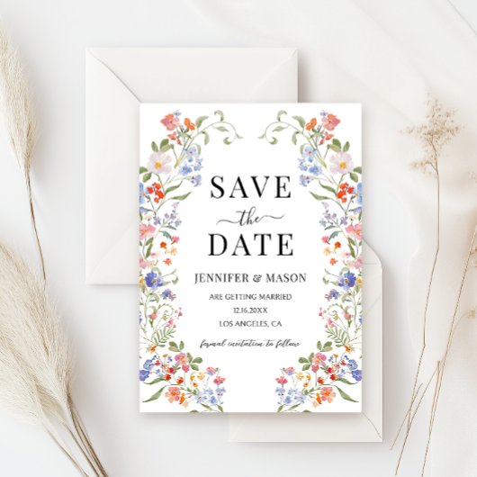 Colorful Meadow Flower Wildflower Save The Date 招待状