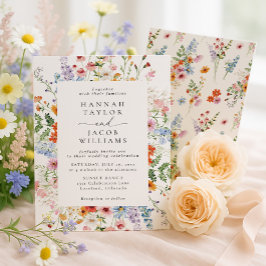 Colorful Meadow Wildflower Wedding 招待状