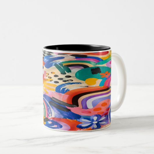 Colorful Memphis Mug ツートーンマグカップ (正面右)