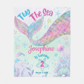 Colorful Mermaid second birthday フリースブランケット (正面)