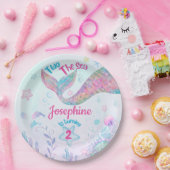 Colorful Mermaid second birthday ペーパープレート (パーティー)