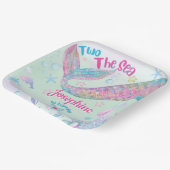 Colorful Mermaid second birthday square ペーパープレート (傾斜あり)