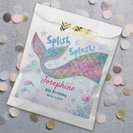 Colorful Mermaid watercolor birthday フェイバーバッグ
