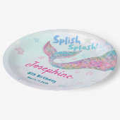 Colorful Mermaid watercolor birthday ペーパープレート (アングル)