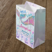Colorful Mermaid watercolor birthday ミディアムペーパーバッグ