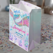 Colorful Mermaid watercolor birthday ミディアムペーパーバッグ