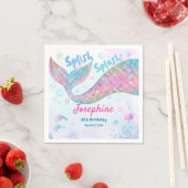 Colorful Mermaid watercolor birthday custom スタンダードカクテルナプキン (インサイチュ)