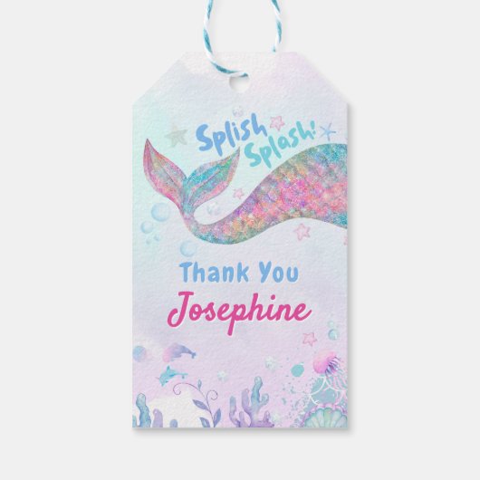Colorful mermaid whimsical birthday custom ギフトタグ (裏面)