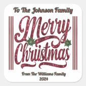 Colorful Merry Christmas Joy! スクエアシール (正面)