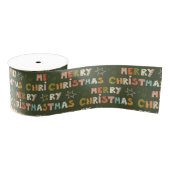 Colorful Merry Christmas Script Holiday グログランリボン (リール)