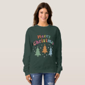 colorful Merry Christmas Tree Sweatshirt スウェットシャツ (正面フル)