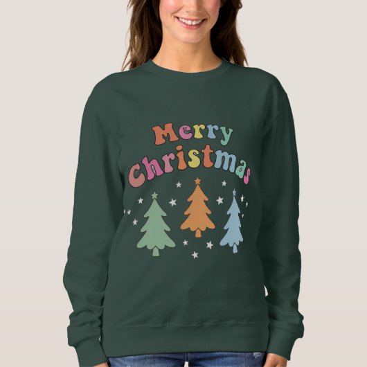 colorful Merry Christmas Tree Sweatshirt スウェットシャツ (正面)