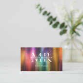 Colorful Metallic Glitter QR Code and Monogram 名刺 (スタンド正面)