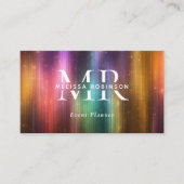 Colorful Metallic Glitter QR Code and Monogram 名刺 (正面)