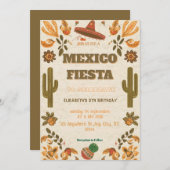 Colorful Mexican Fiesta Birthday  Invitation 招待状 (正面/裏面)