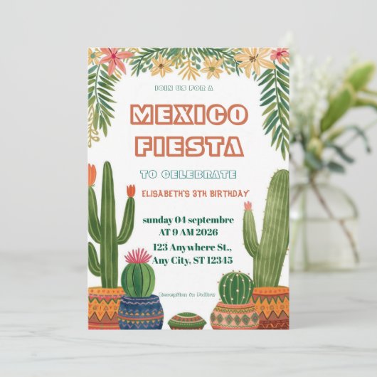 Colorful Mexican Fiesta Birthday  Invitation 招待状 (スタンド正面)