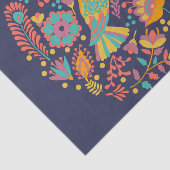 Colorful Mexican Folk Art Birds and Flowers Blue 薄葉紙 (詳細)