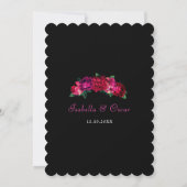 Colorful Mexican pink floral wedding black 招待状 (裏面)
